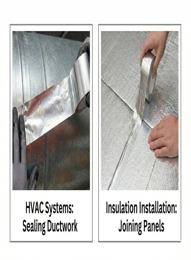 ماريو شريط ماريو من رقائق الألومنيوم - شريط فضي - عرض 72 مم (3 بوصات)، طول 20 مترًا - لفة واحدة - شريط رقائق ألومنيوم شديد التحمل لإحكام إغلاق قنوات الهواء، وأنظمة التدفئة والتهوية وتكييف الهواء، وقنوات التكييف، وعزل الأنابيب، والتطبيقات ذات درجات الحرارة العالية - Image 2